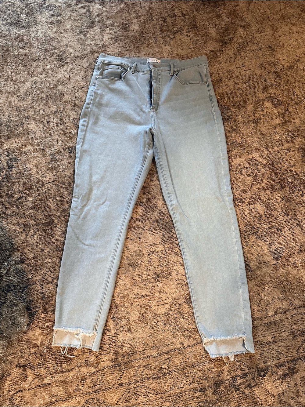 LOFT Light Blue Women's High-Rise Frayed Hem Jeans